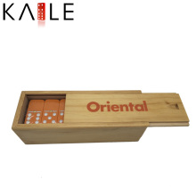 Модный дизайн оранжевый Домино с белыми точками в деревянной коробке